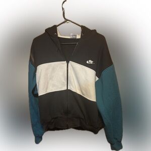 Nike Black and White Zippered Hoodie vintage color block